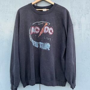 AC/DC Vintage Live Tour Gray Crewneck Pull Over Unisex Sweater Size Large